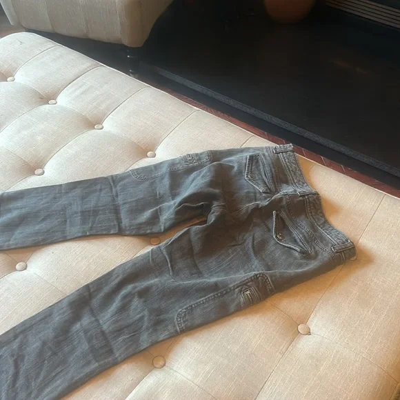 Michael Kors Grey Black Cargo Denim Zip Detailing Size 0